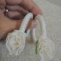 Bangle Bracelets + Matching Earrings White Fabric Carmen Miranda Style Jewelry