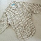 Ladies Shirt Size 12 White Artsy Print on Khaki Tan 3/4 Sleeve $65 Value - NWOT