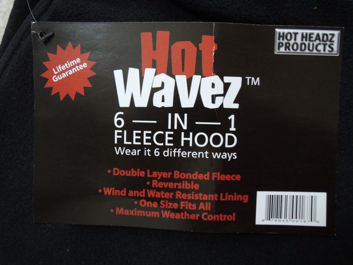 Fleece Hooded Scarf One Size Black Gray Reversible - Wind Water Resistant - NWT