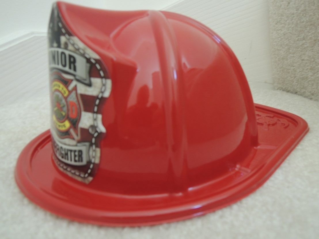 Fireman Hat Red Plastic Firefighter Hat One Size Fits Most Pretend Play Costume