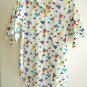 Ladies Shirt Size 12 Geometric Print on White S/S Tunic Length Shirt - EUC