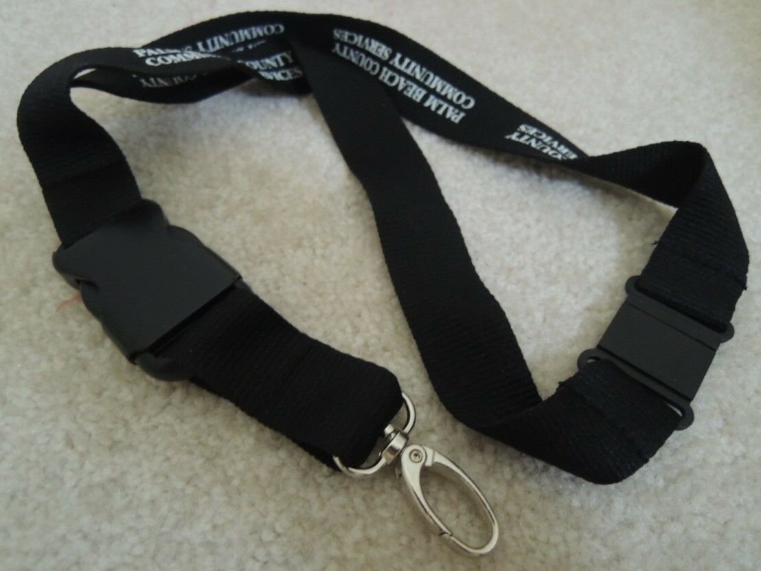 Lanyard ID Badge Holder Lariat Keychain Black with Snap Shut Buckle NEW