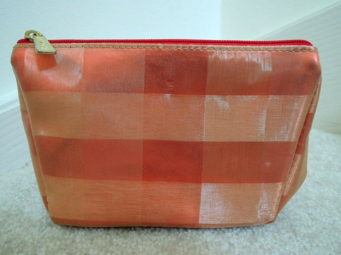 Makeup Bag Red and Gold Satin Cosmetic Clutch Purse - Lancome - NWOT