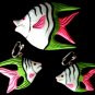 Earrings Pierced/Clip On + Matching Brooch Pin Tropical Fish Costume Jewelry NEW