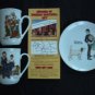 Norman Rockwell Museum Plate + 2 Mugs Americana Museum Porcelain Vtg Collectible
