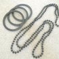 Necklace + Matching Bangle Bracelets Charcoal Gray Costume Jewelry Set Vtg 1960s