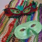 Mardi Gras Masks + Beads - 22 Necklaces and 2 Bourbon Street Party Masks NEW
