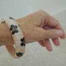 Bangle Bracelet Animal Print Woven Fabric Leopard Spot Vtg 70s Costume Jewelry Bangle Bracelet Animal Print Woven Fabric Leopard Spot Vtg 70s Costume Jewelry