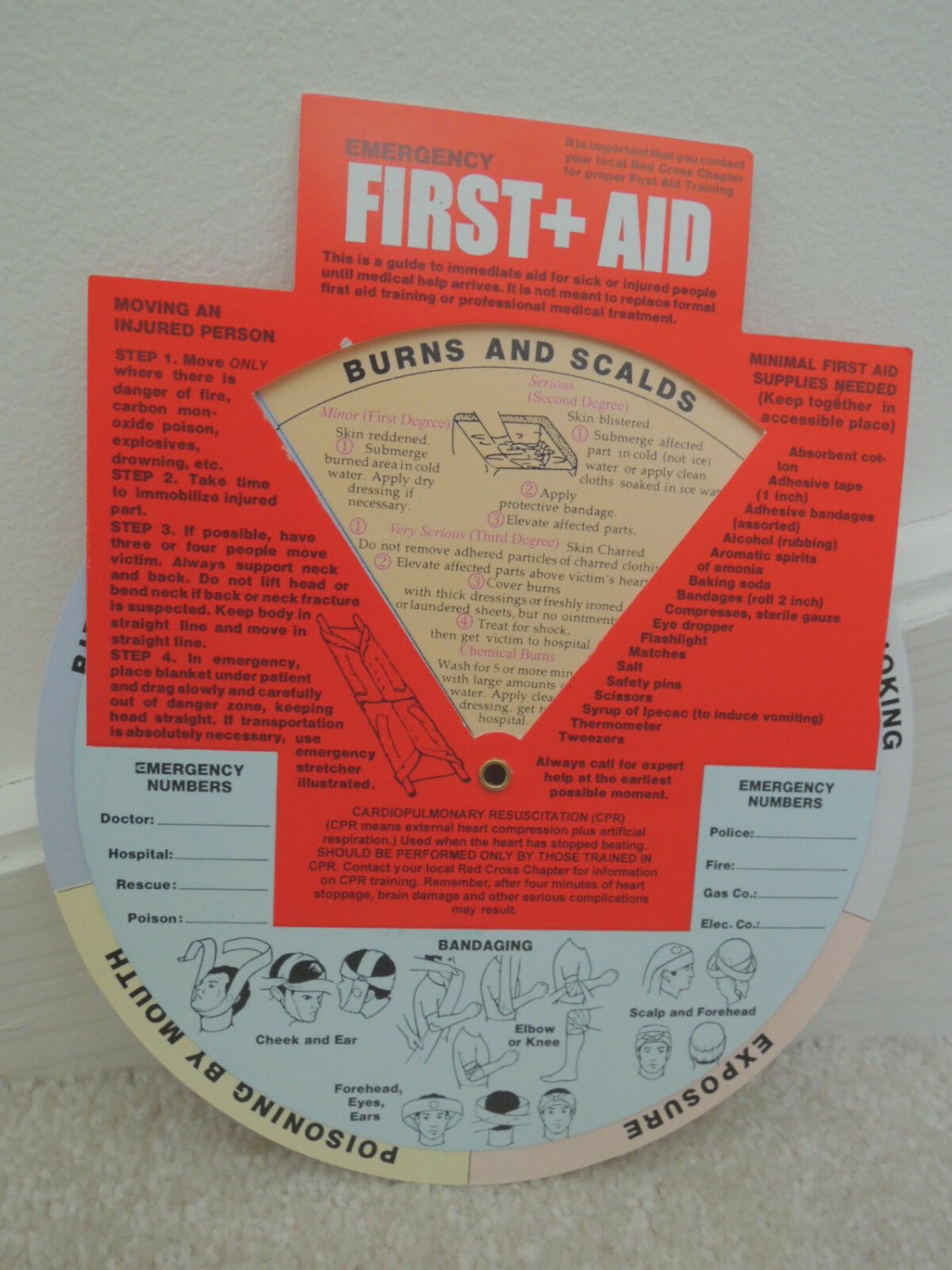 First Aid Chart What To Do in an Emergency Dial for Help 2 Sided Chart NEW