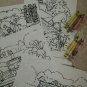 Coloring Pages Garden Theme Line Art + 4 Colored Sample Pages + 2 Pkg Crayons