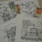 Coloring Pages Garden Theme Line Art + 4 Colored Sample Pages + 2 Pkg Crayons