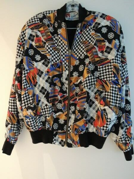 Ladies Jacket Size M Silk Bomber Jacket Baseball Style $150 Value NWOT