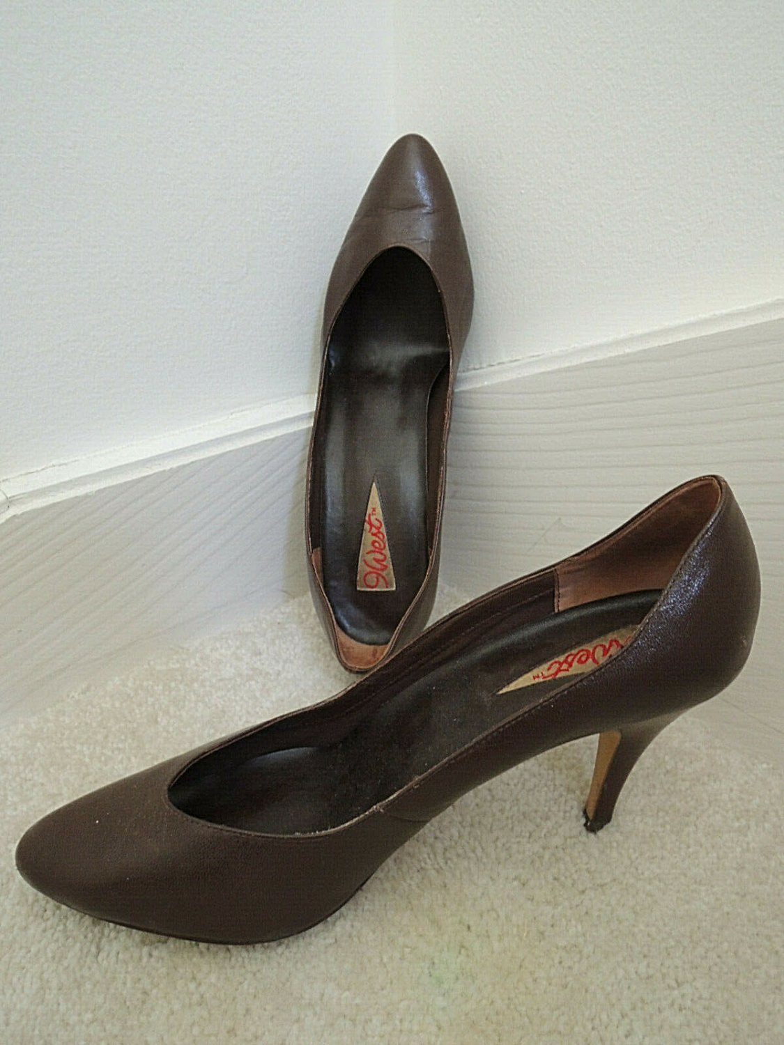 Ladies Shoes Size 8 1/2 M Brown Leather 3 1/2 " High Heels $70 Value EUC