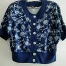 Ladies Crop Top Size M Blue Floral Button Front S/S by OUTBACK RED $45 Value EUC
