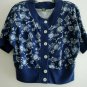 Ladies Crop Top Size M Blue Floral Button Front S/S by OUTBACK RED $45 Value EUC