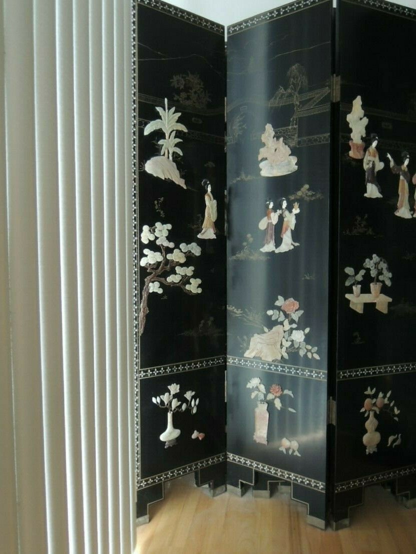 Asian Screen 6 Panel Room Divider - Lacquer Dressing Screen Accent $5,000 Value