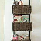 Wicker Shelf Unit Over The Door Wrought Iron + Rattan Baskets $150 Value NEW