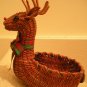 Reindeer Basket Wicker Christmas Decor - Rudolph Red Nosed Centerpiece - Vtg 80s