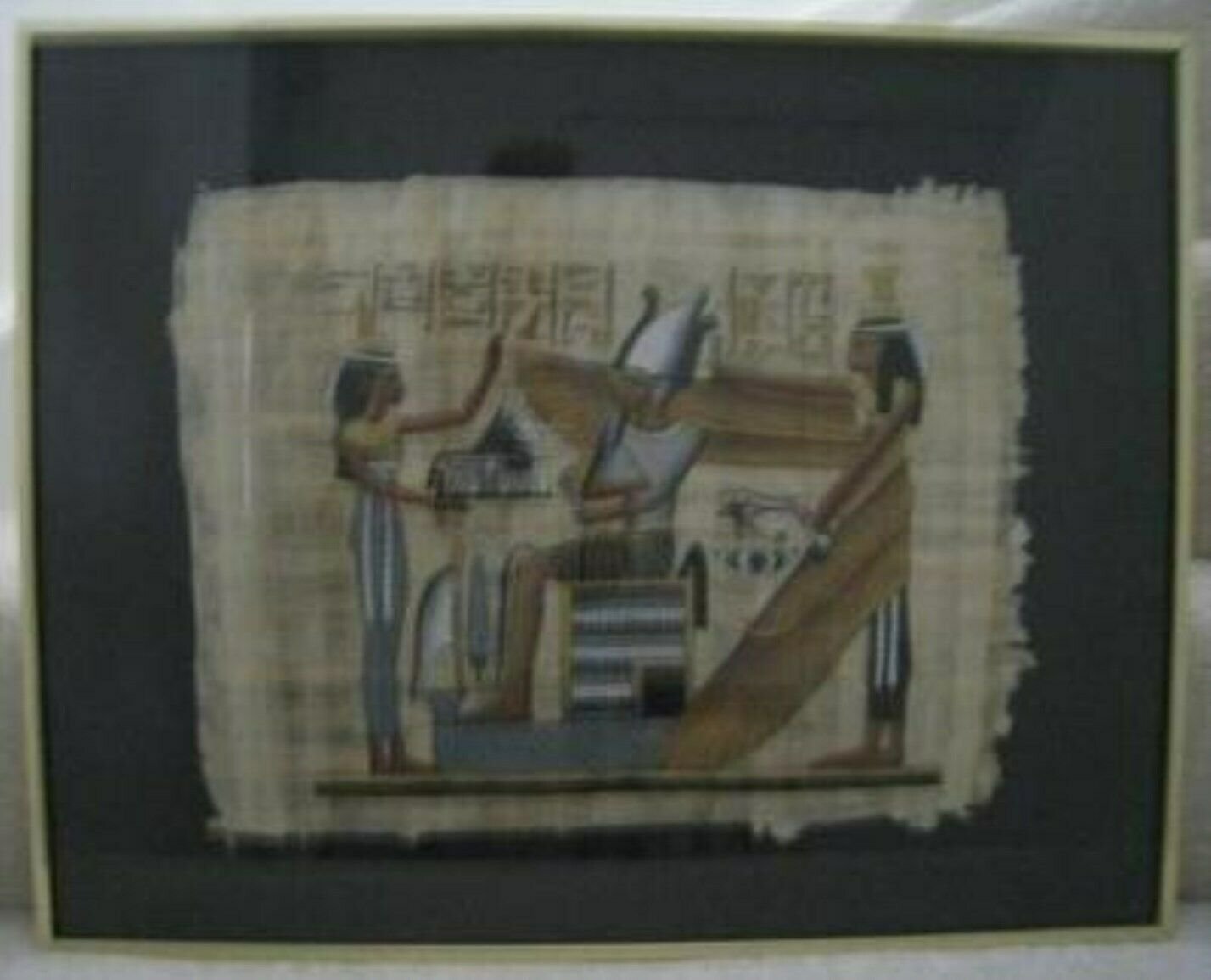 Egyptian Papyrus Prints 5 Custom Framed Hand Painted Art