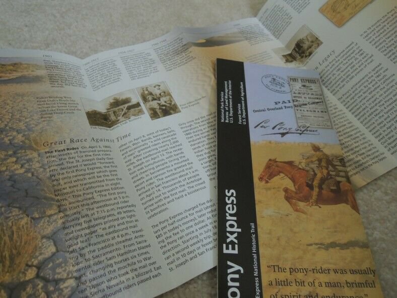 Pony Express Trail Map National Historic Overland Mail Souvenir Guide NEW