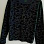 Ladies Top Size M Black Flocked L/S Crew Neck Top $60 Value by ORVIS NWOT