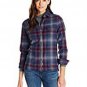 Ladies WOOLRICH Shirt Size M - 100% Wool Gray Navy Burgundy Plaid $115 Value NWT