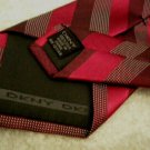 Mens Tie DKNY 100% Silk - Square Pattern on Deep Red NWOT Mens Tie DKNY 100% Silk - Square Pattern on Deep Red NWOT