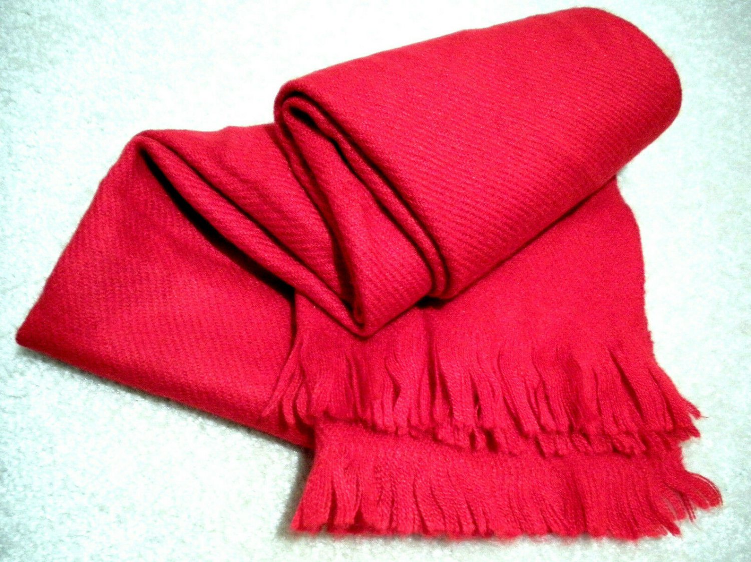 Winter Scarf Neck Warmer Muffler - Red Wool Rayon Acrylic - 52 X 13 - NWOT
