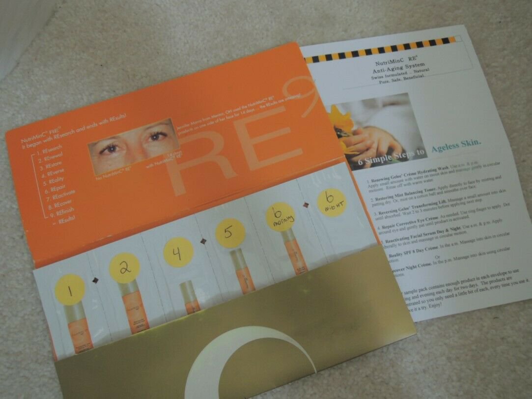 Arbonne RE9 Advanced Anti Aging Skincare System 2 Day Sample Pack RARE - NEW