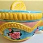 Tea Pot Omnibus OCI 1993 Hand Painted 25 Oz Ceramic Teapot Lemon Slice Lid NWOT