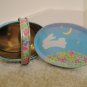 Easter Tin Basket Oval Tin Container - Spring Flowers Motif by Russ Berrie - NEW