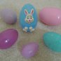 Easter Egg Trinket Boxes - Bunny Figure / Speckled / Solid - 6 Eggs - Vtg 70s