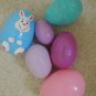 Easter Egg Trinket Boxes - Bunny Figure / Speckled / Solid - 6 Eggs - Vtg 70s