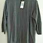 Ladies Top Size XL Open Front Cardigan Heather Gray Ribbed Knit 3/4 Sleeve NEW
