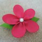 Ladies Barrette Hair Clip Pink Daisy Green Leaf + Jewel Girls Hair Ornament NWOT