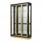 Display Cabinet by Henredon -Black Lacquer + Brass + Glass Lighted China Cabinet