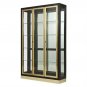 Display Cabinet by Henredon -Black Lacquer + Brass + Glass Lighted China Cabinet
