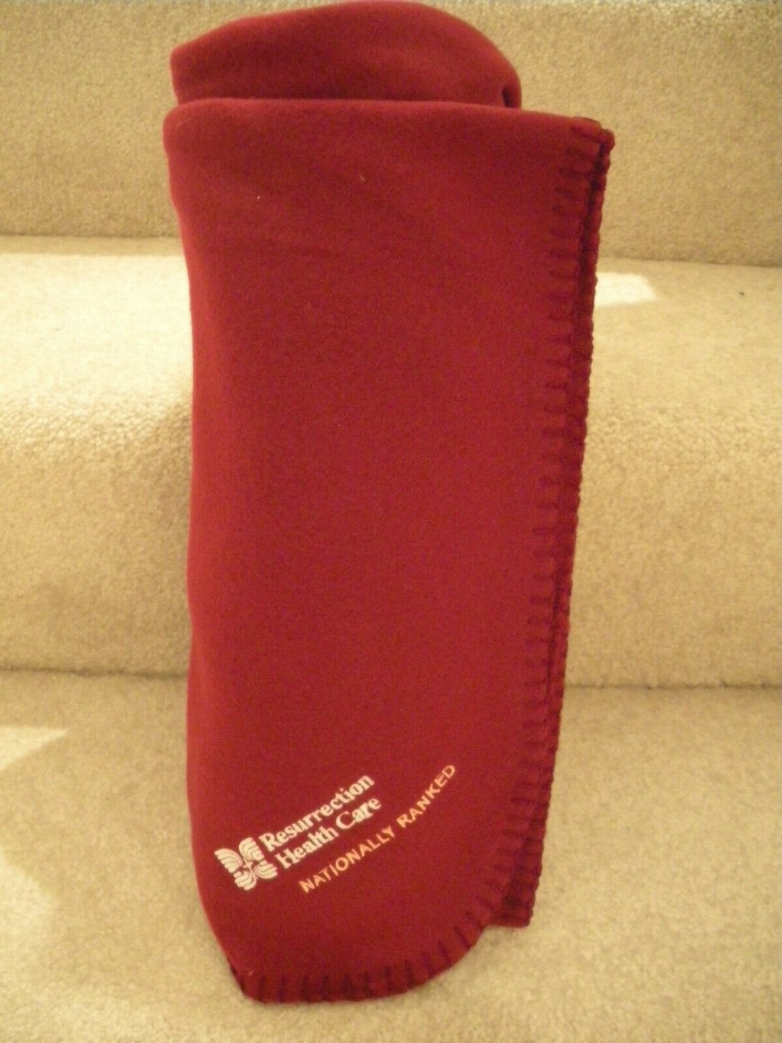 Fleece Blanket Throw 50.5 " X 62 " Deep Red Easy Care Resurrection Health Promo