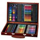 Art Set 110 Pc in Wood Case - Crayons Markers Pastels Watercolors Brush Palette