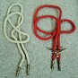 Bolo Tie Brass Tips/Steer Head Clasp Red + White Interchangeable Lariat Rope NEW