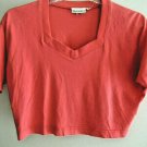 Ladies Crop Top Size L Coral Red S/S Shorter Length Tee 100% Cotton EUC Ladies Crop Top Size L Coral Red S/S Shorter Length Tee 100% Cotton EUC