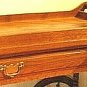 Serving Cart Oak Wood Colonial Style + Shelf + Drawer on Wheels Vtg 70s