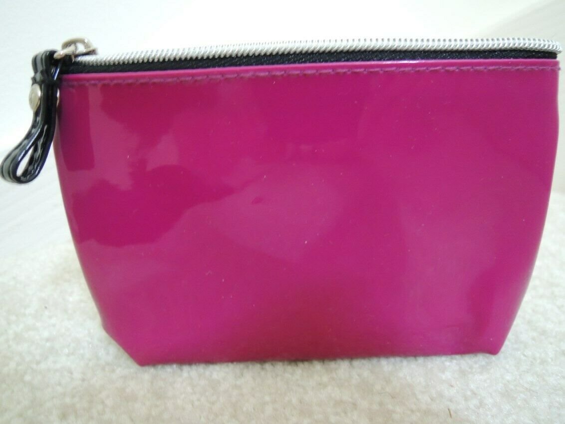 Makeup Bag Shiny Wet Look Vinyl Purple Cosmetic Clutch Purse Lancome NWOT