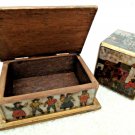 Business Card Holder Box + Matching Paperweight Wood Desk Set Native Folk Scenes Business Card Holder Box + Matching Paperweight Wood Desk Set Native Folk Scenes