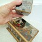 Business Card Holder Box + Matching Paperweight Wood Desk Set Native Folk Scenes