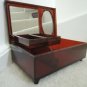 Jewelry Box Sturdy Plastic Marbled Lid Hinged Compartment + 2 Mirrors Vtg 60s