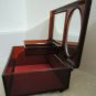 Jewelry Box Sturdy Plastic Marbled Lid Hinged Compartment + 2 Mirrors Vtg 60s
