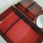 Jewelry Box Sturdy Plastic Marbled Lid Hinged Compartment + 2 Mirrors Vtg 60s