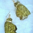 Pierced Earrings Gold Flecks In Amber Color Lucite Artisan Made $25 Value NEW