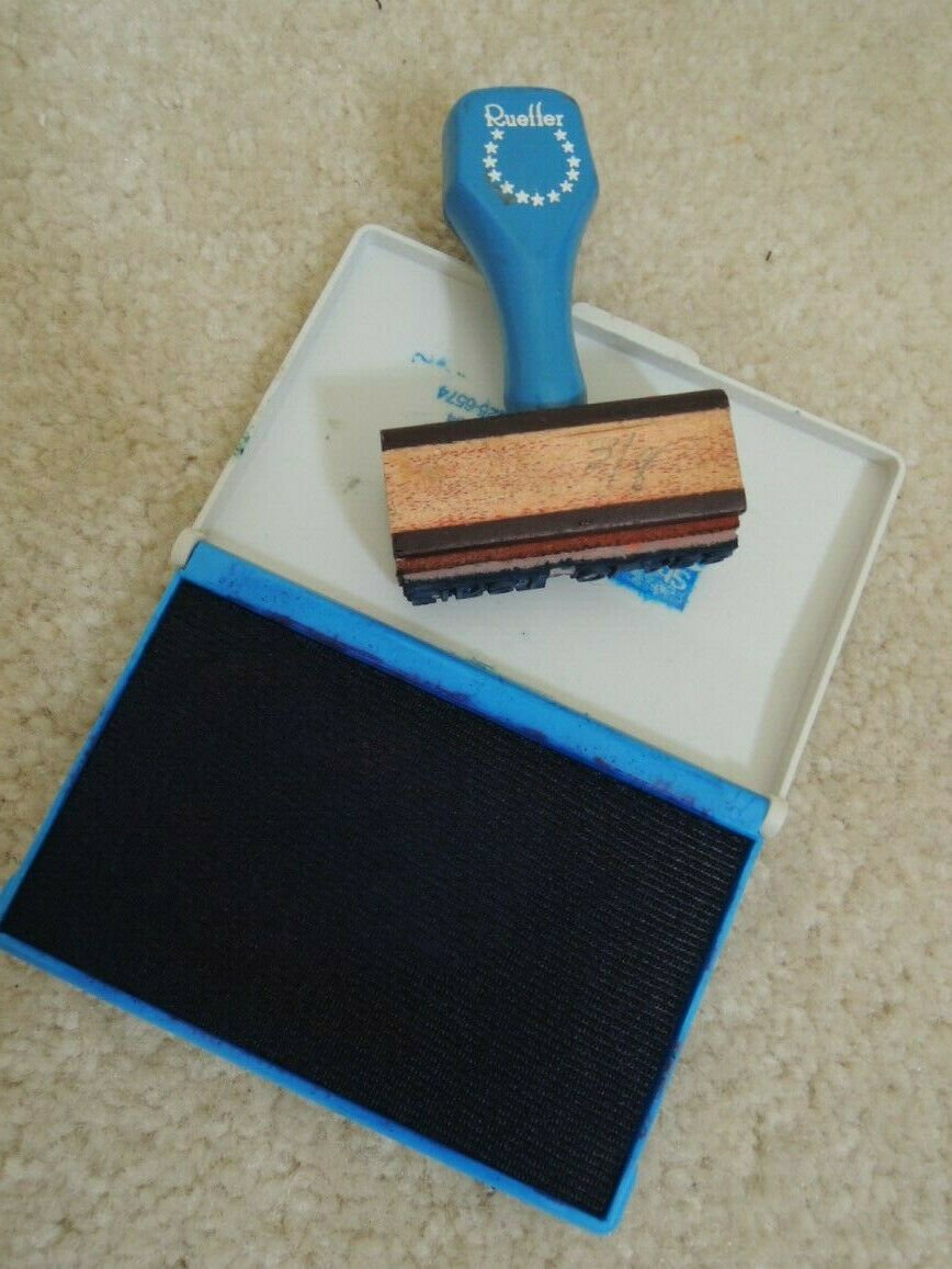 RUBBER STAMP FIRST CLASS with Stamp Pad by Rueffer EUC